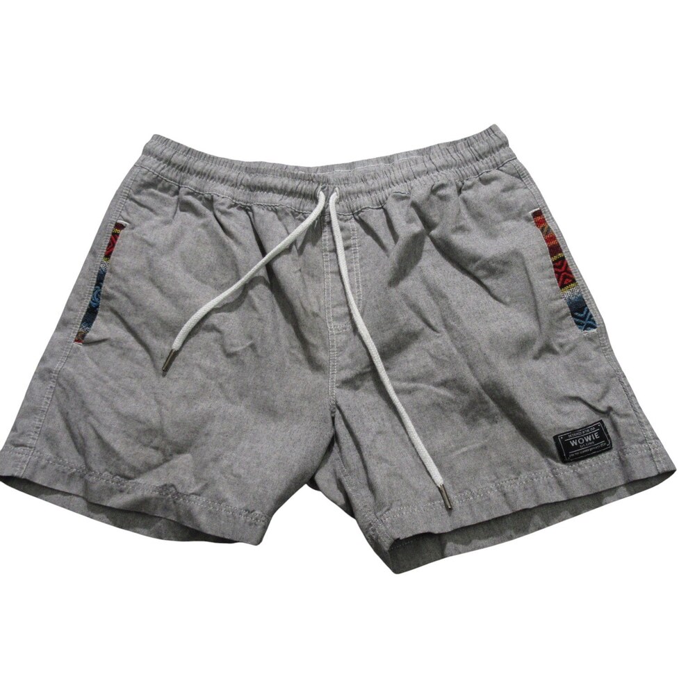 Wowie Mens Shorts M Gray Stretch Teton Aztec Cotton Drawstring Elastic